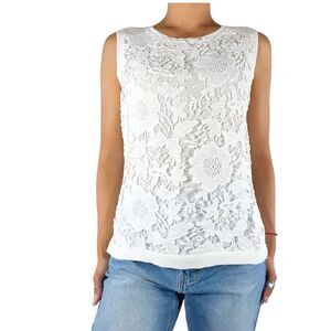 LOFT white Floral Lace Tank Top overlay small